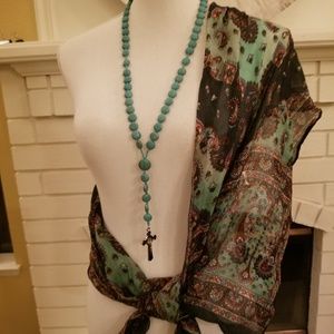 Turquoise Gemstone Rosary Necklace